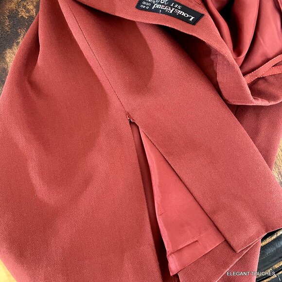Vintage Louis Feraud Pencil Skirt S / M Wool Red Rust Midi Straight '90s Office - Picture 9 of 9